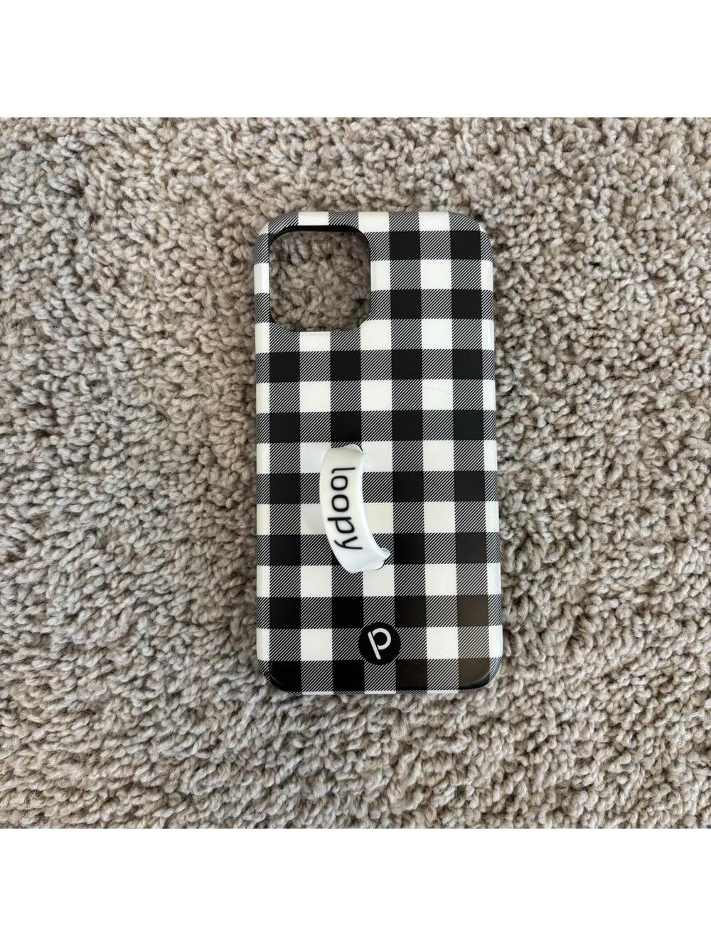 Loopy Case iPhone 12 6.1” Black and White Gingham